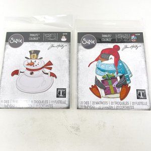 NEW Sizzix Thinlits Tim Holtz Winter Die Cuts EUGENE the Penguin & Mr. Snowman
